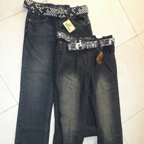 Two NWT Skullboards jeans w/ belts Boys Size 14 - Picture 4 of 8